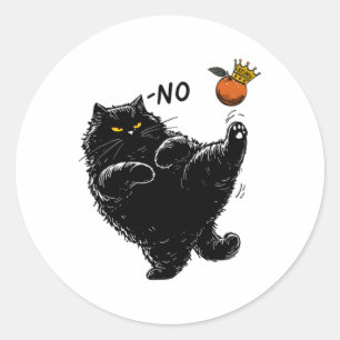 Funny Angry Black Cat That's No Kings In America K Classic Round Sticker