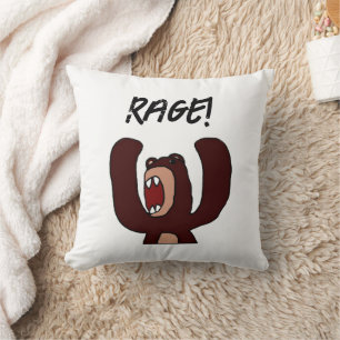 Funny Angry Brown Bear Cartoon – Stressed Out Cushion