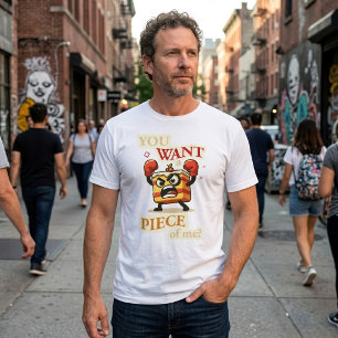 Funny Angry Cake Slice Ready to Fight Cartoon T-Shirt