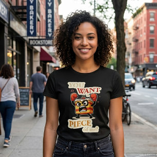 Funny Angry Cake Slice Ready to Fight Cartoon T-Shirt