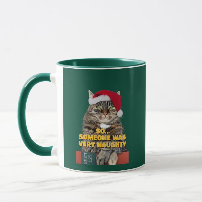 Funny angry cat Christmas  Mug (Left)