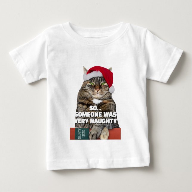 Funny angry cat Christmas T-Shirt (Front)