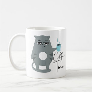 Funny Angry Cat   Coffee Time Typography  Coffee Mug