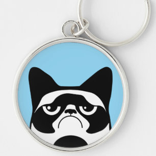 Funny Angry Cat Key Ring