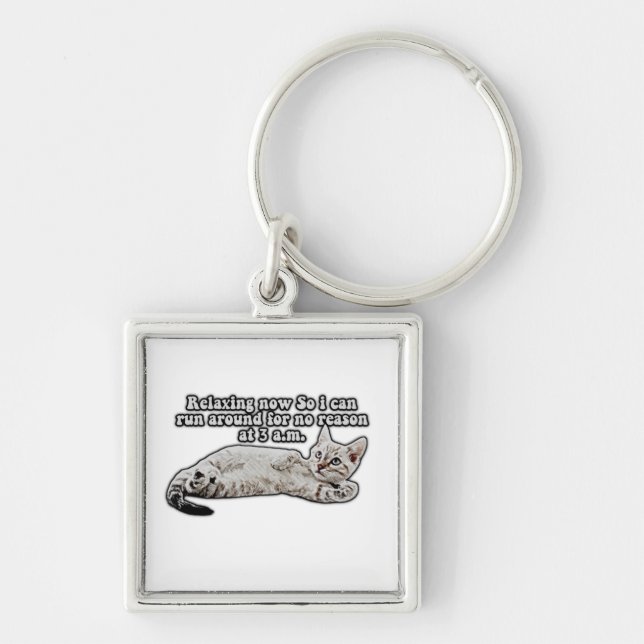 Funny angry cat meme for cat owners & lovers key ring (Front)