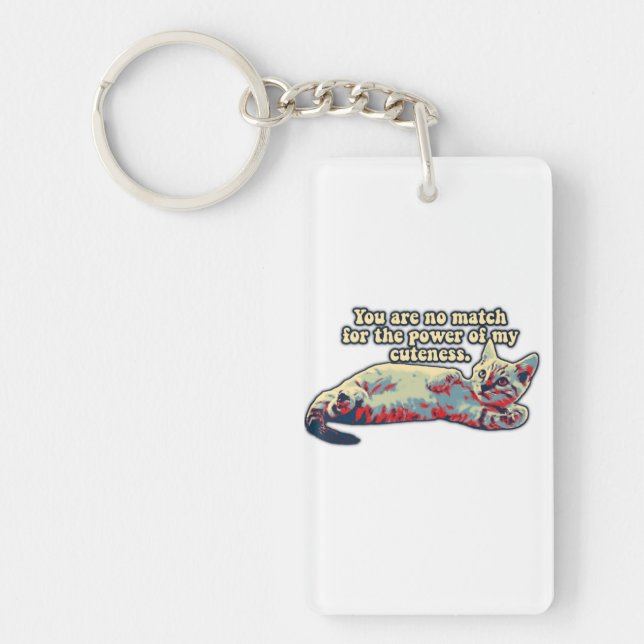 Funny angry cat meme for kitten owners & cat lover key ring (Front)