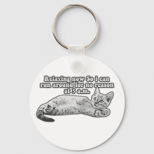 Funny angry cat meme for kitten persons &cat owner key ring (Front)