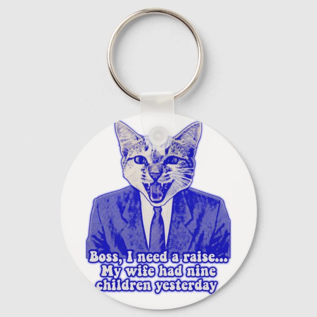 Funny angry cat meme for kitty lovers key ring (Front)