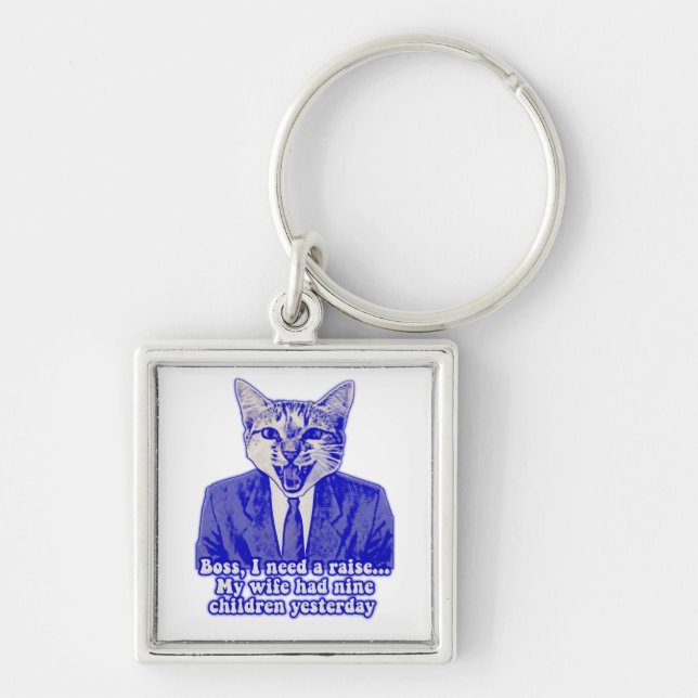Funny angry cat meme for kitty lovers key ring (Front)