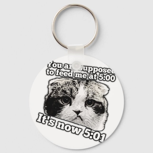 Funny angry cat meme for kitty owners key ring (Front)