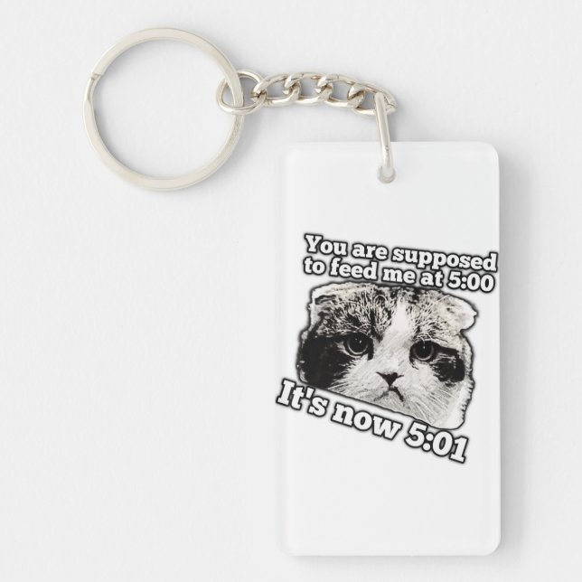 Funny angry cat meme for kitty owners key ring (Front)