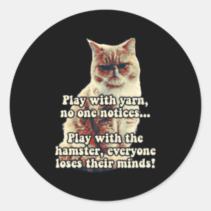 Funny Angry Cat Meme For Kitty Persons Cat Lovers  Classic Round Sticker