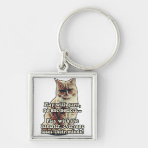 Funny angry cat meme for kitty persons &cat lovers key ring