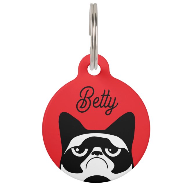 Funny Angry Cat Pet Tag (Front)