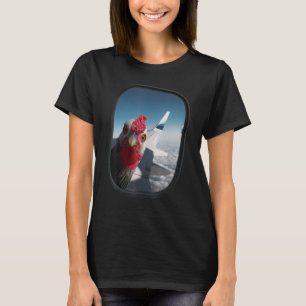 Funny Angry Chicken on a Plane Wing Duck Meme 1 T-Shirt