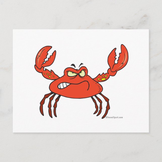 funny angry crabby red crab postcard (Front)