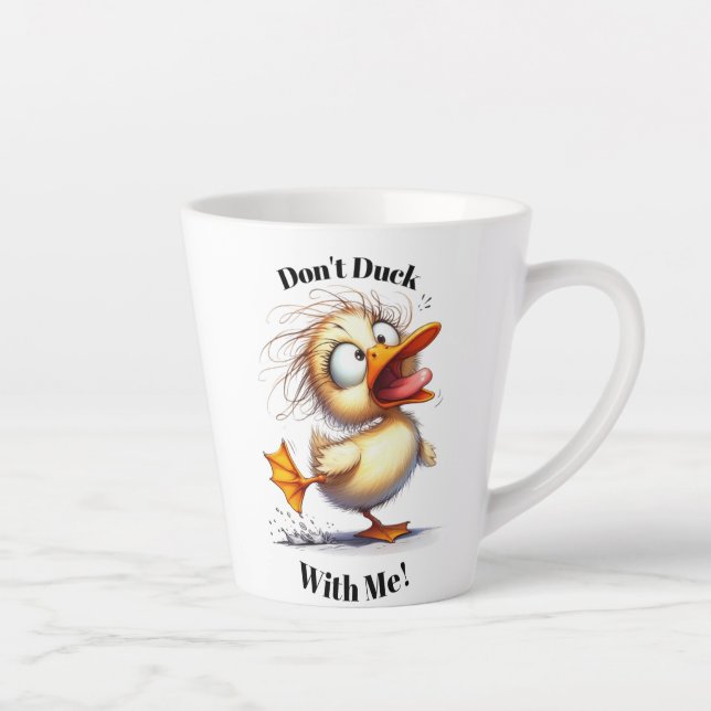 Funny Angry Duck Latte Mug - "Don't Duck With Me! (Right)