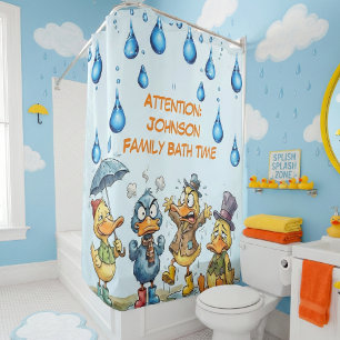 Funny Angry Ducks Custom Family Shower Curtain