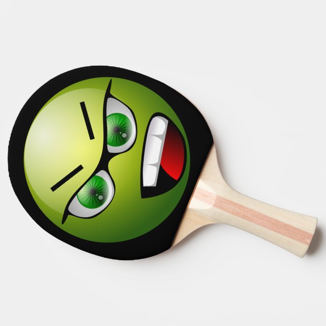 Funny Angry Face Green Black Ping Pong Paddle (Side)