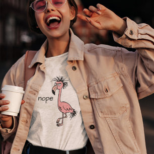 Funny Angry Flamingo Doodle Art Drawing Pink  T-Shirt