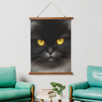 Funny Angry Fluffy Black Persian Kitty Cat Face