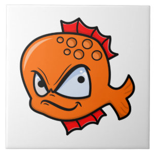 Funny Angry Goldfish Ceramic Tile