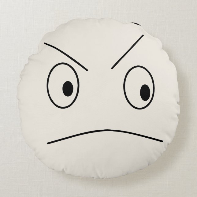 Funny Angry Happy Reversible Round Cushion (Front)