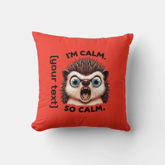 Funny Angry Hedgehog Customizable Cushion (Front)