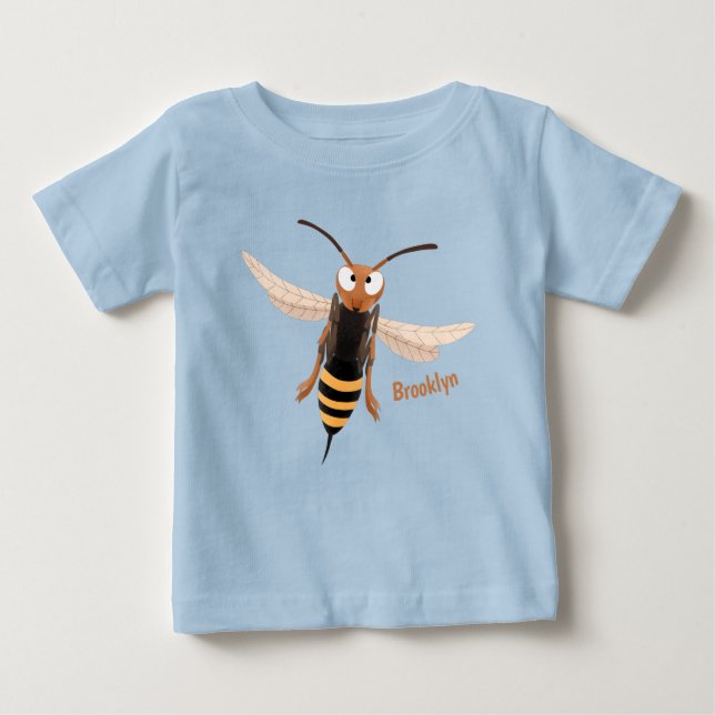 Funny angry hornet wasp cartoon illustration baby T-Shirt (Front)