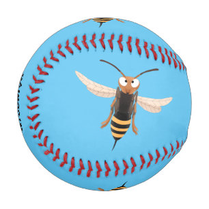 Funny angry hornet wasp cartoon illustration baseball