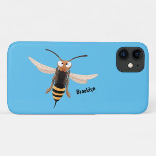 Funny angry hornet wasp cartoon illustration iPhone 11 case