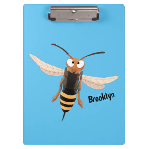 Funny angry hornet wasp cartoon illustration clipboard