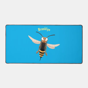 Funny angry hornet wasp cartoon illustration desk mat