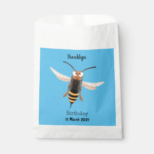 Funny angry hornet wasp cartoon illustration favour bag