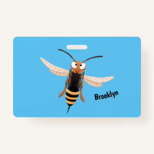 Funny angry hornet wasp cartoon illustration ID badge