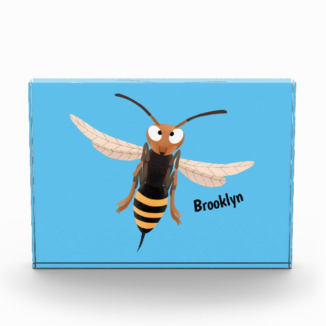 Funny angry hornet wasp cartoon illustration photo block (Front)