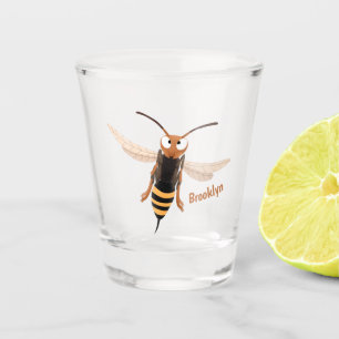 Funny angry hornet wasp cartoon illustration shot glass