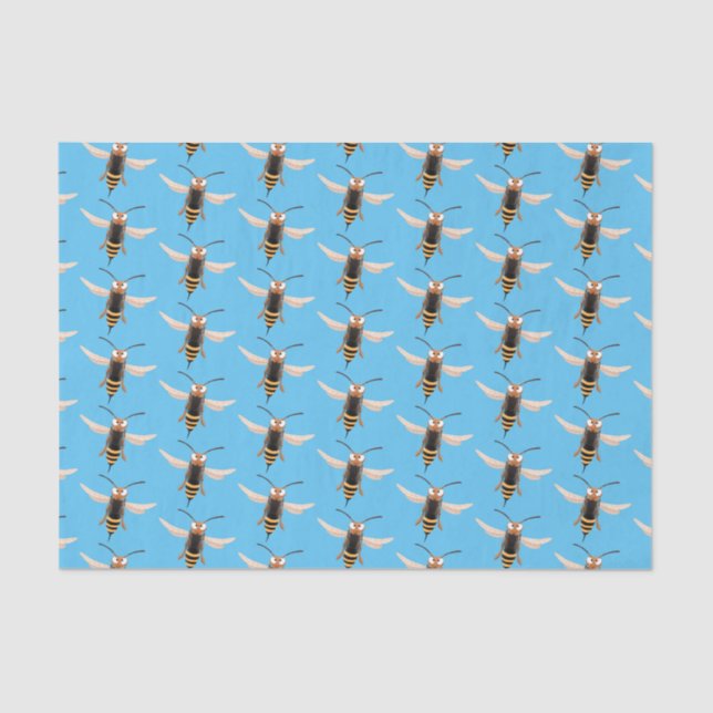 Funny angry hornet wasp cartoon illustration  tissue paper (Front)