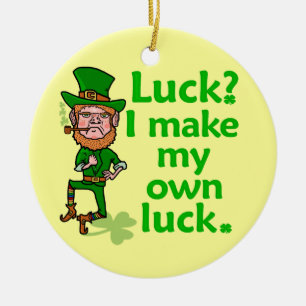 Funny Angry Lucky Irish Leprechaun Ceramic Tree Decoration