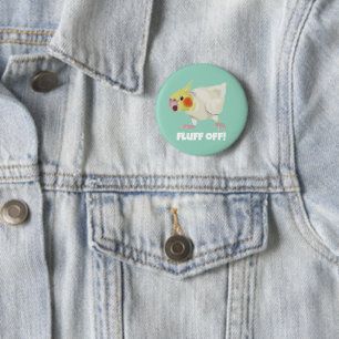 Funny Angry Lutino Cockatiel Fluff Off Pet Parrot 6 Cm Round Badge