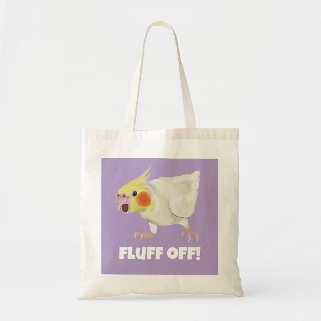 Funny Angry Lutino Cockatiel Fluff Off Pet Parrot Tote Bag (Front)