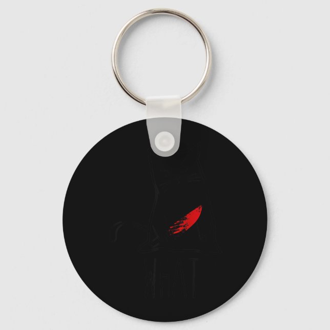 Funny Angry Murderous Black Cat What With Knife Key Ring (Front)