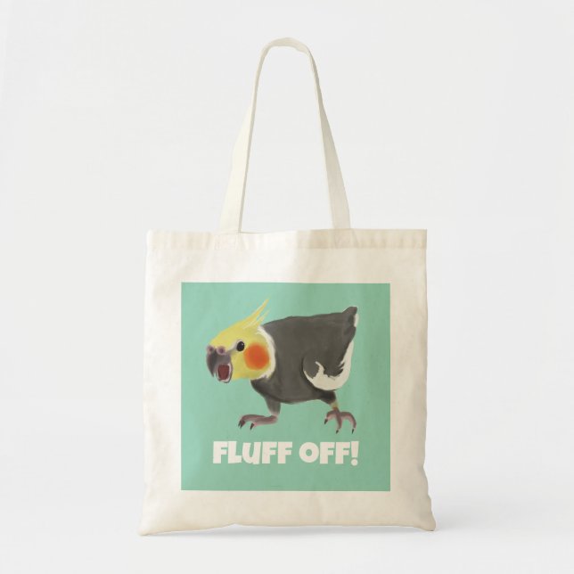 Funny Angry Normal Grey Cockatiel Fluff Off Tote Bag (Front)