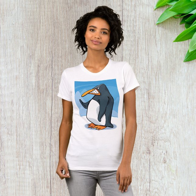 Funny Angry Penguin Cartoon Cool Waving  T-Shirt (Creator Uploaded)
