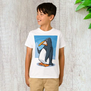 Funny Angry Penguin Cartoon Cool Waving  T-Shirt