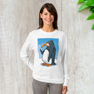 Funny Angry Penguin Cartoon Cool Waving T-Shirt