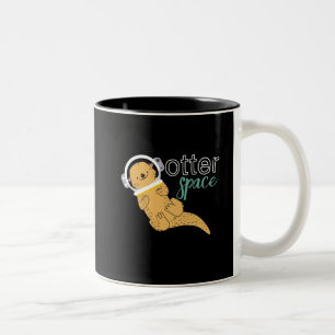Funny Animal Cartoon Humor Otter Space Two-Tone Coffee Mug