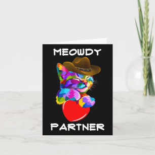 Funny Animal Cat Meowdy Partner Western Line Dance Card
