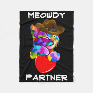 Funny Animal Cat Meowdy Partner Western Line Dance Fleece Blanket