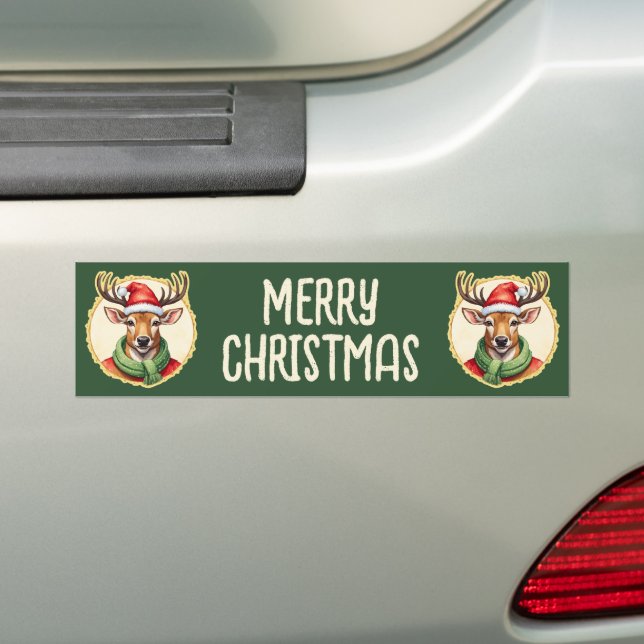 Funny Animal Christmas Favourites - Deer 2 Bumper Sticker (On Car)
